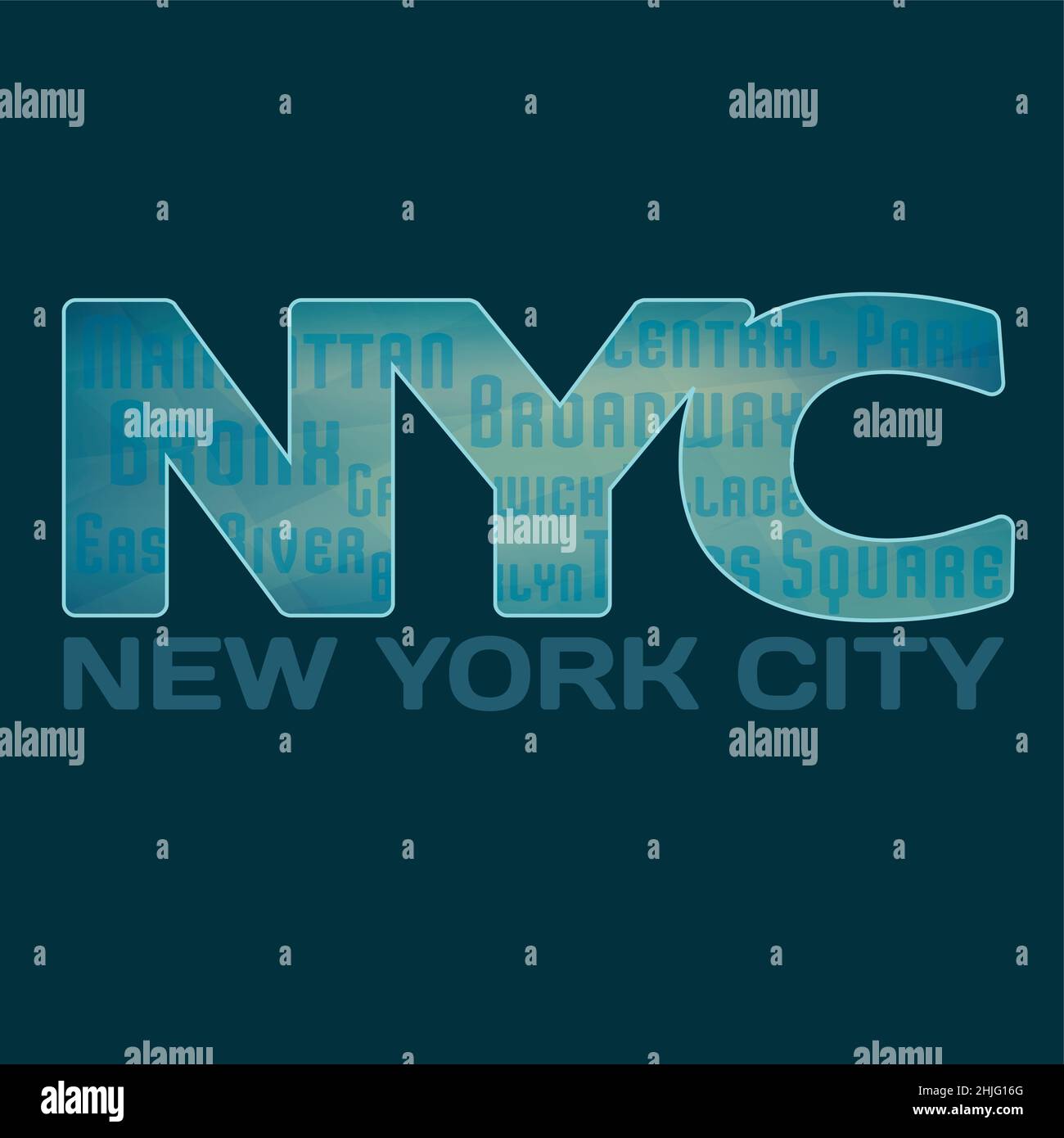 New York City graphic emblem with lettering NYC for t-shirt. Vector design label. CMYK color mode Stock Vector