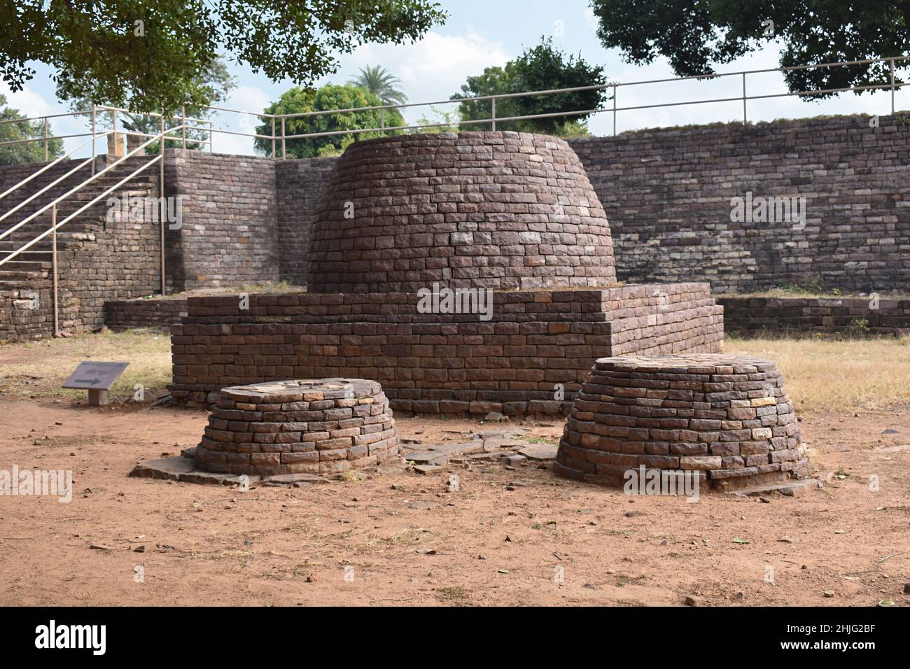 Remants of Votive stupas nearby. Sanchi monuments, World Heritage Site, Madhya Pradesh, India. Stock Photo