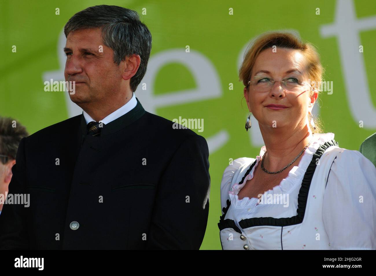 Vienna, Austria. September 09, 2012. Harvest Festival 2012 in Vienna at Heldenplatz. Michael Spindelegger (L) Vice Chancellor from 2011-2013 and Maria Fekter (R) Finance Minister from 2011-2013 Stock Photo
