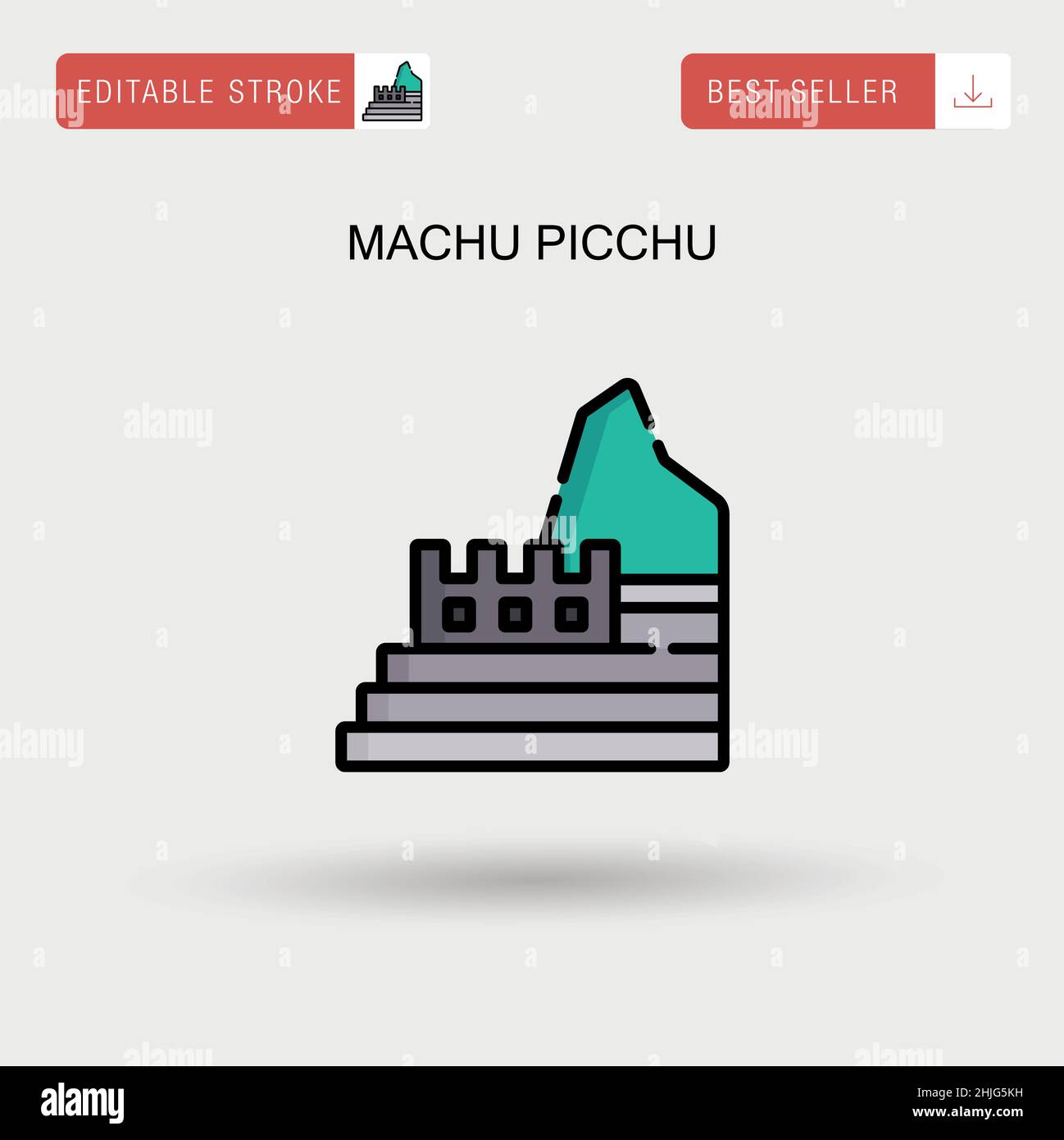 Machu picchu Simple vector icon. Stock Vector