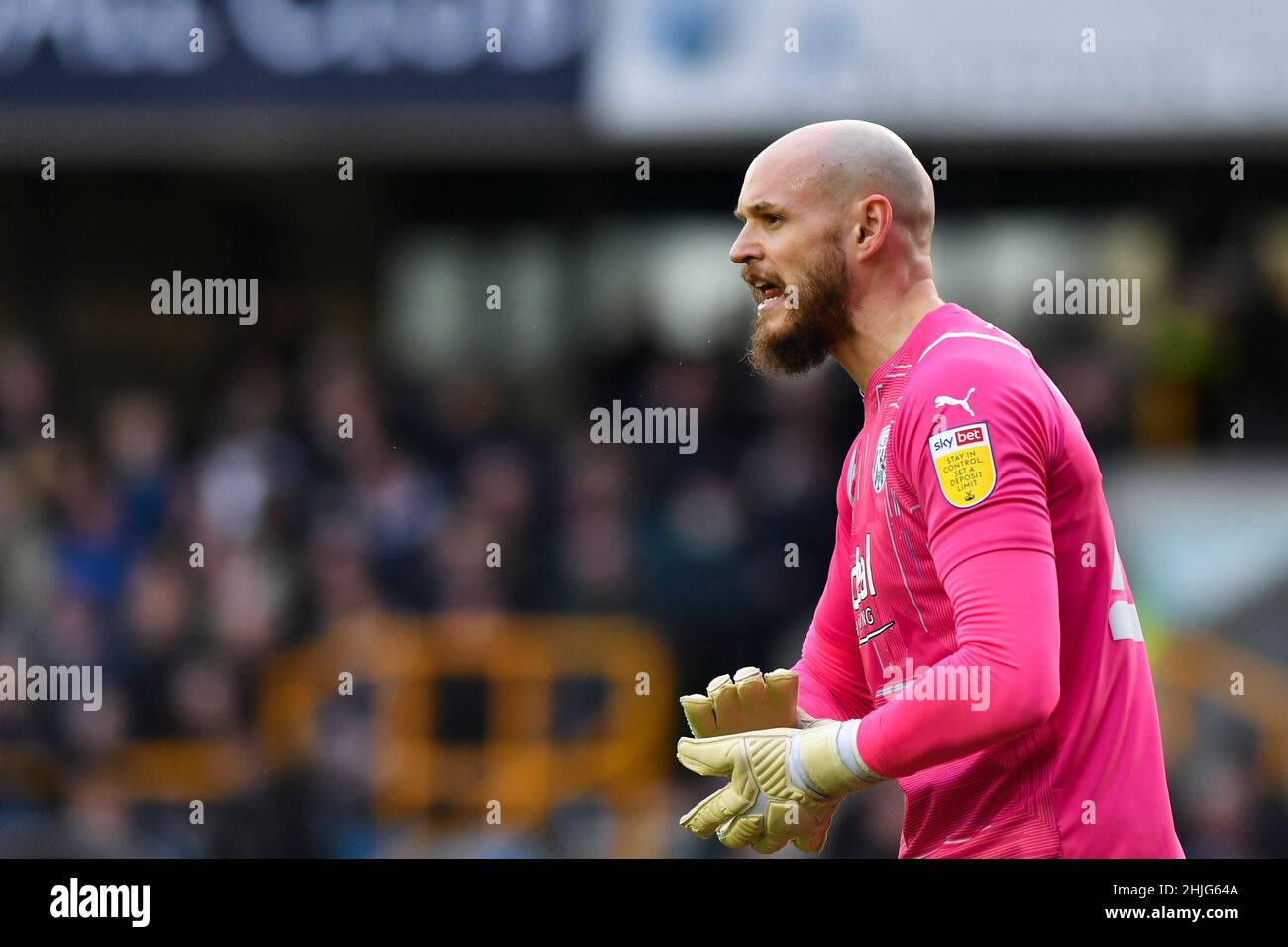 LONDON, UK. JAN 29TH David Button of West Bromwich shouts instructions to his teammates during the Sky Bet Championship match between Millwall and West Bromwich Albion at The Den, London on Saturday 29th January 2022. (Credit: Ivan Yordanov | MI News) Credit: MI News & Sport /Alamy Live News Stock Photo