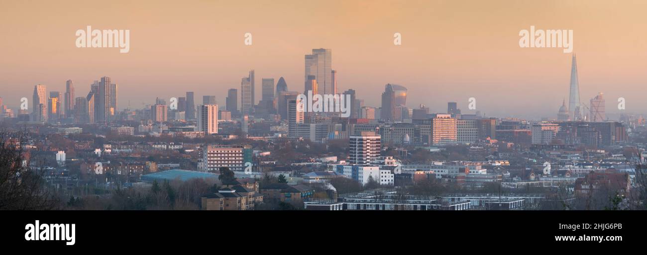 UK, England, London, cityscape from Parliament Hill sunset Stock Photo
