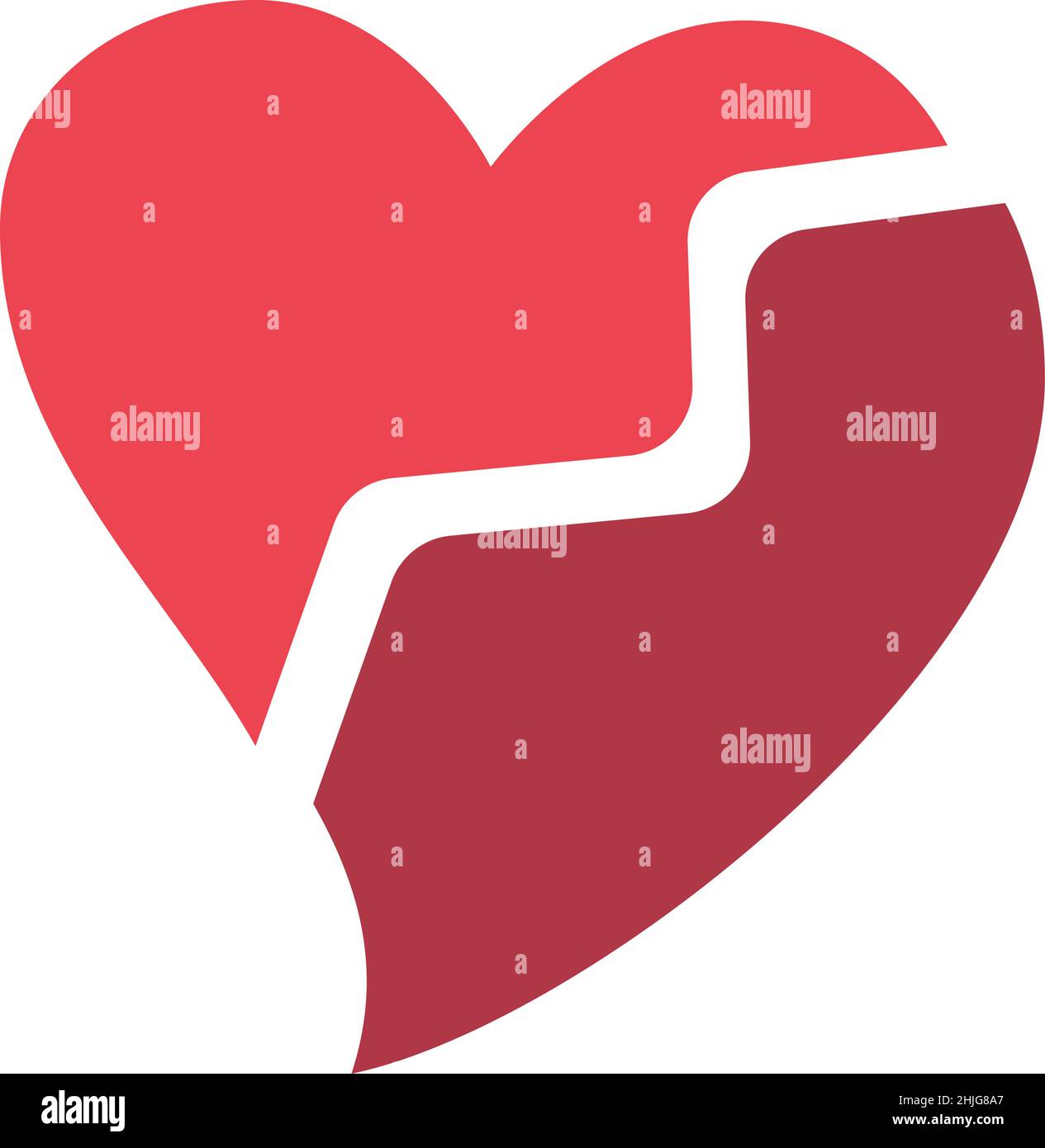 Broken Heart Filled Icon Vector Stock Vector Image & Art - Alamy