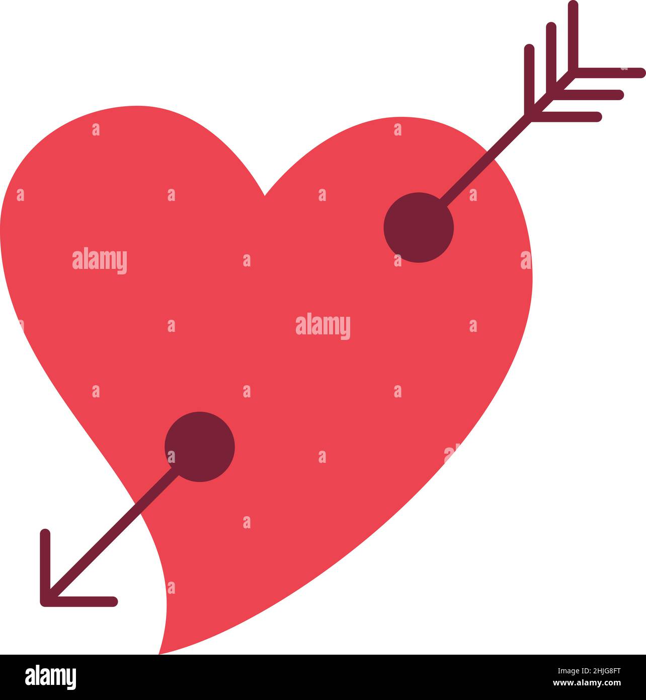 Heart With Cupid Arrow Filled Icon Vector Stock Vector