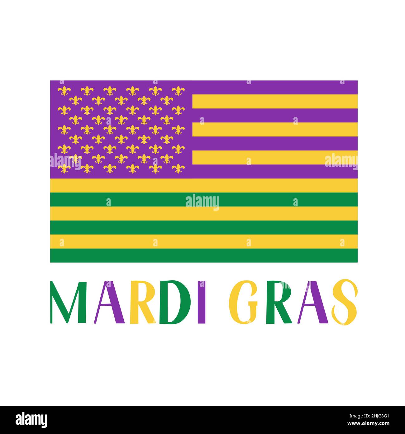 American flag Mardi Gras. Fat Tuesday traditional carnival in New