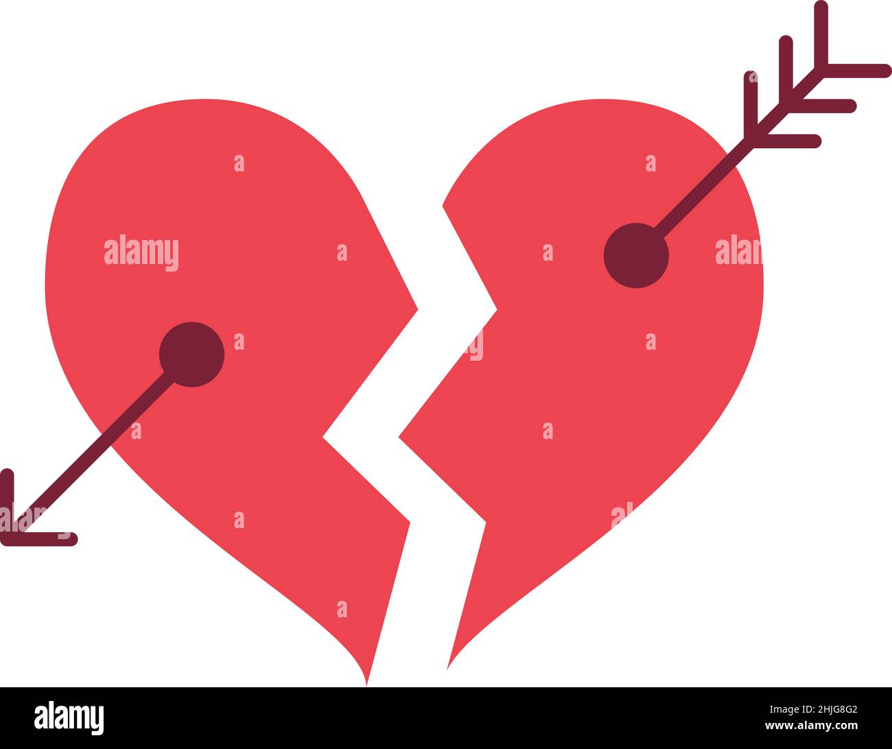 Broken Heart With Bow Arrow Filled Icon Vector Stock Vector