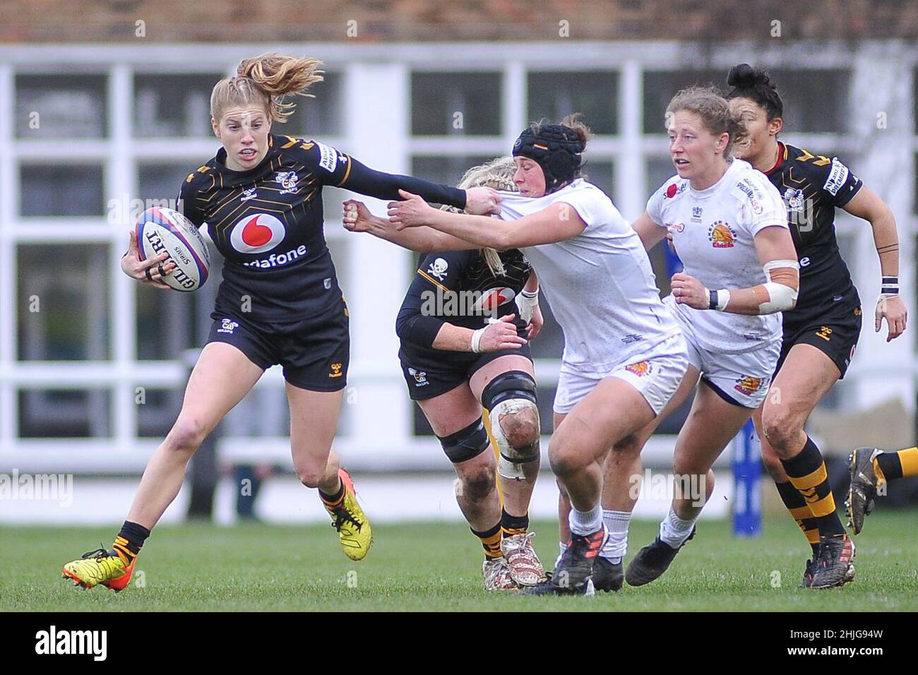 London, UK. 29th Jan, 2022. London, January 28th 2022 Wasps on the attack During the Allianz Premier 15s game between Wasps Women & Exeter Chiefs at Twyford Avenue Sports Ground in London, England Karl W Newton/Sports Press Photo Credit: SPP Sport Press Photo. /Alamy Live News Stock Photo