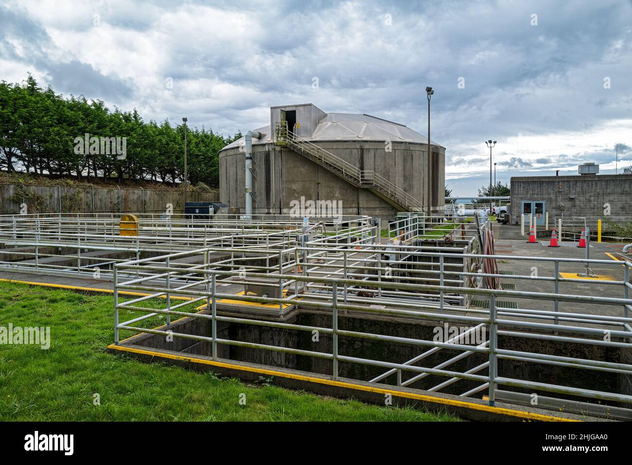 The trickling filter unit at the wastewater treatment plant in
