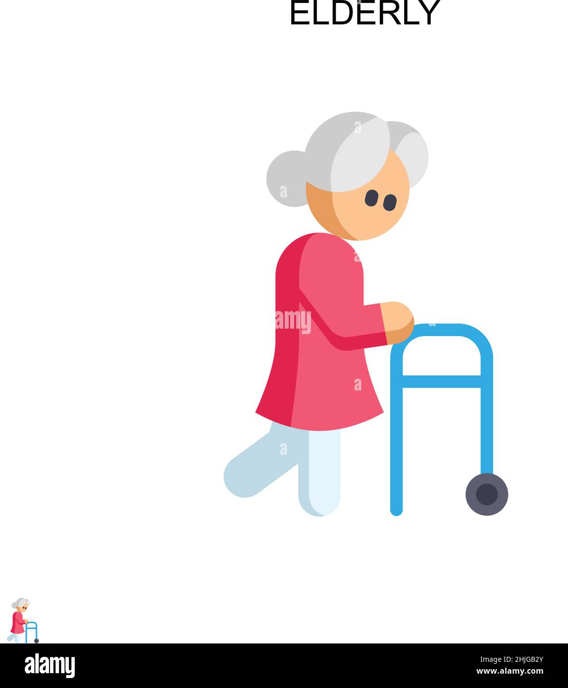Elderly Simple vector icon. Illustration symbol design template for web mobile UI element. Stock Vector