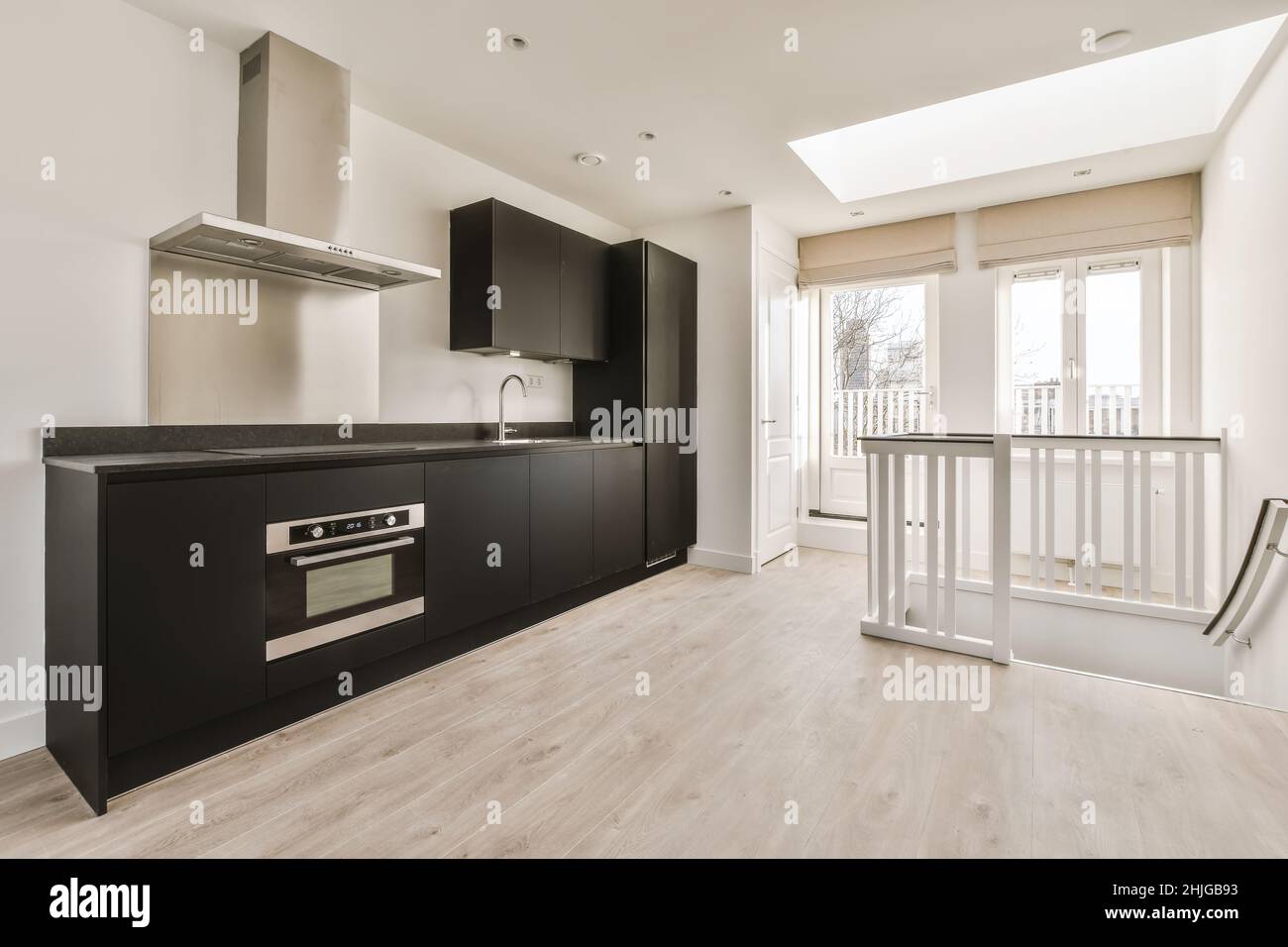 Cozy well designed modern kitchen interior with all appliances Stock ...