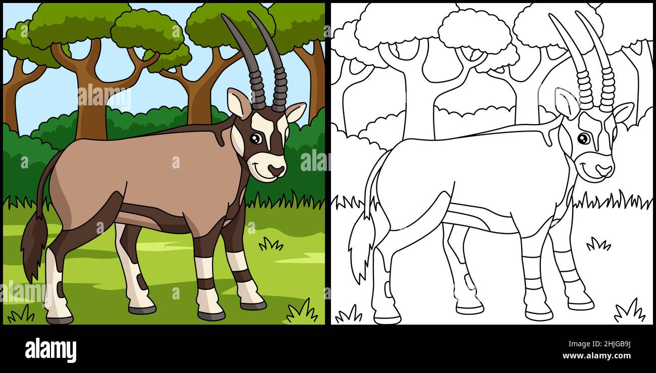 Oryx Coloring Page Vector Illustration Stock Vector Image &amp; Art - Alamy