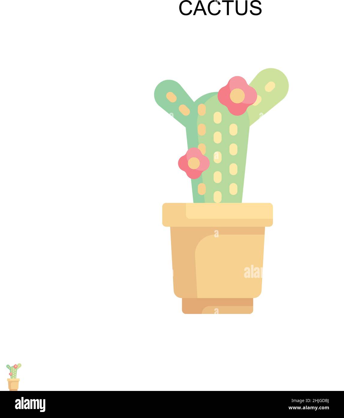 Foto en lienzo Cacti - Plants Painted by Hand on a Light Wood Background -  Vintage - Cuadros