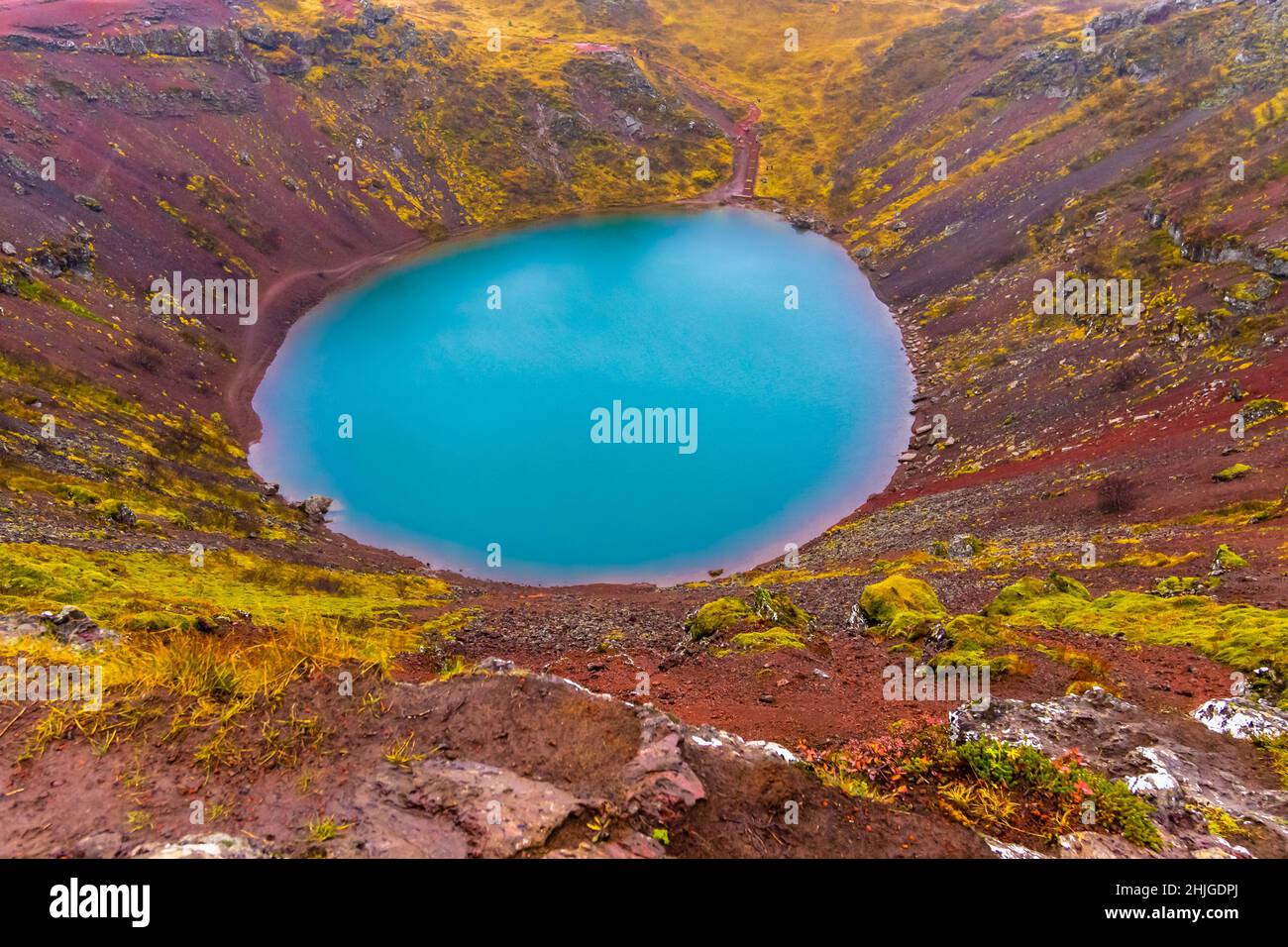 Volcanic Crater Kerið is a scenic lake on the Golden Circle in Iceland ...