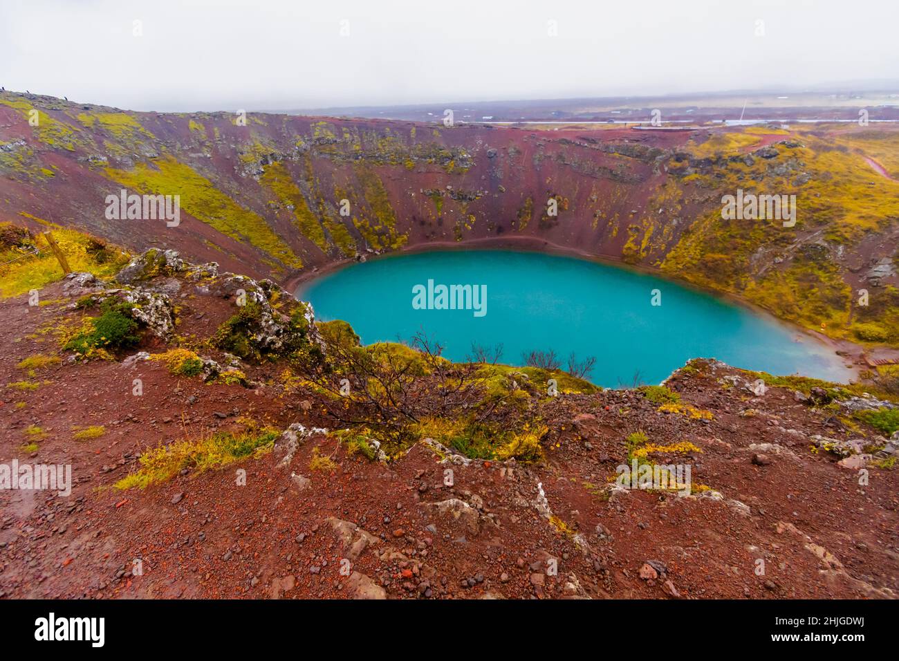 Volcanic Crater Kerið is a scenic lake on the Golden Circle in Iceland ...