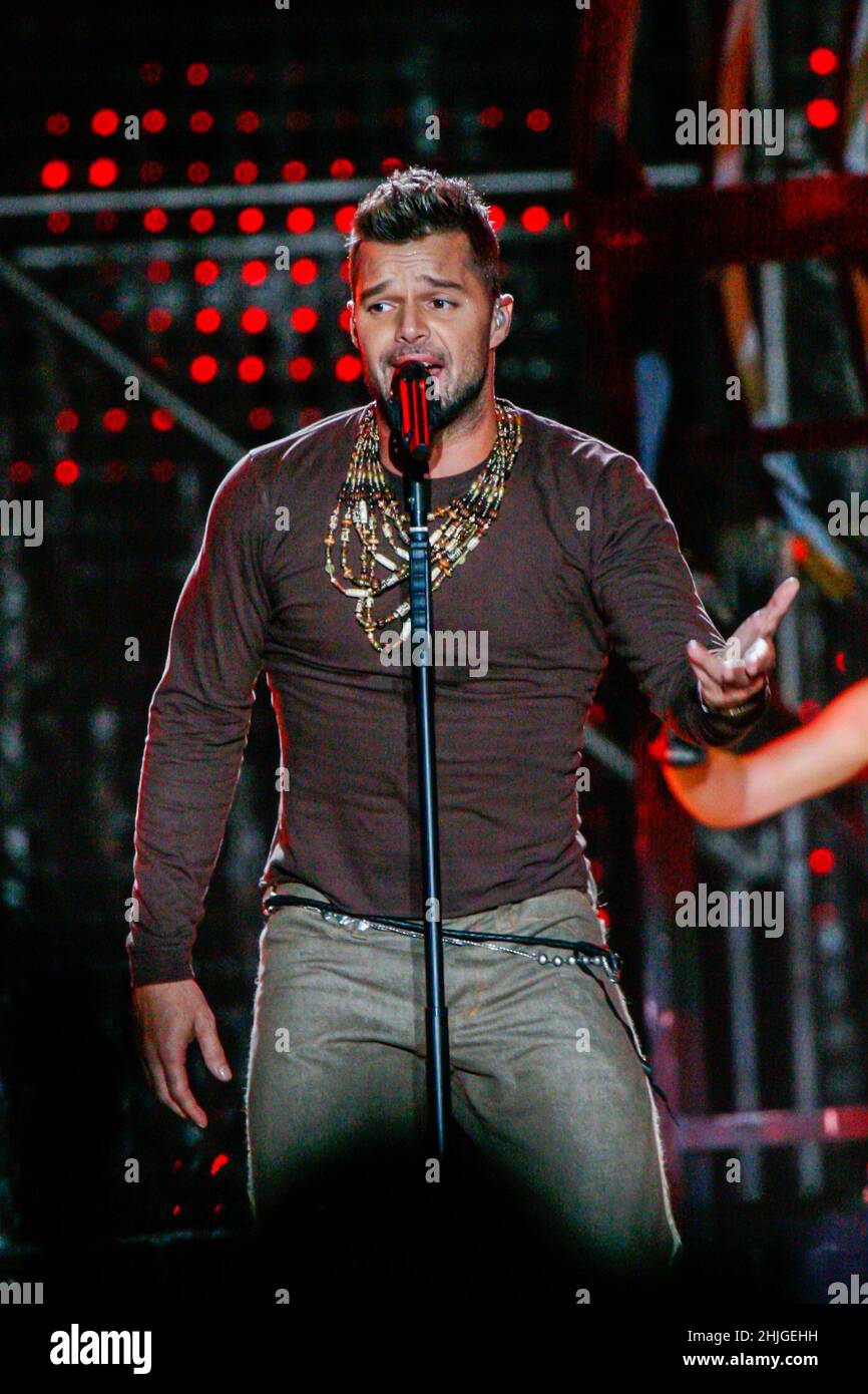 Ricky Martin, Puerto Rican singer in concert at the 2008 Expoforum in ...