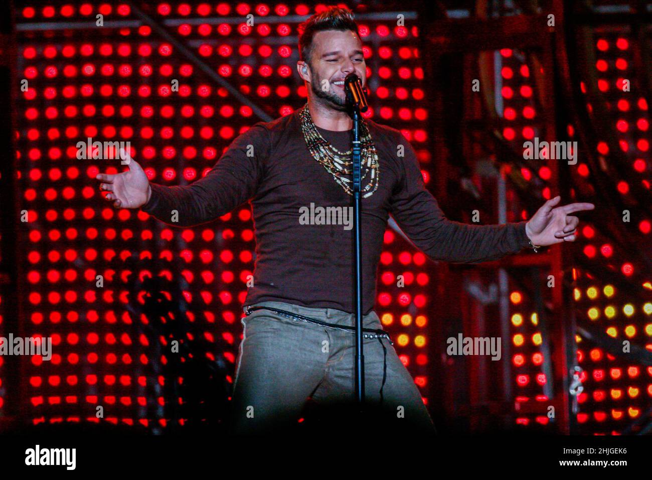 Ricky Martin, Puerto Rican singer in concert at the 2008 Expoforum in ...