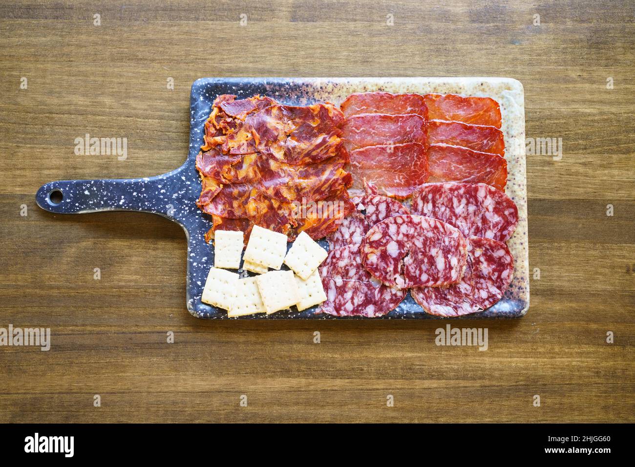 Iberian cured meats platter. A typical dish of Spanish cuisine Stock