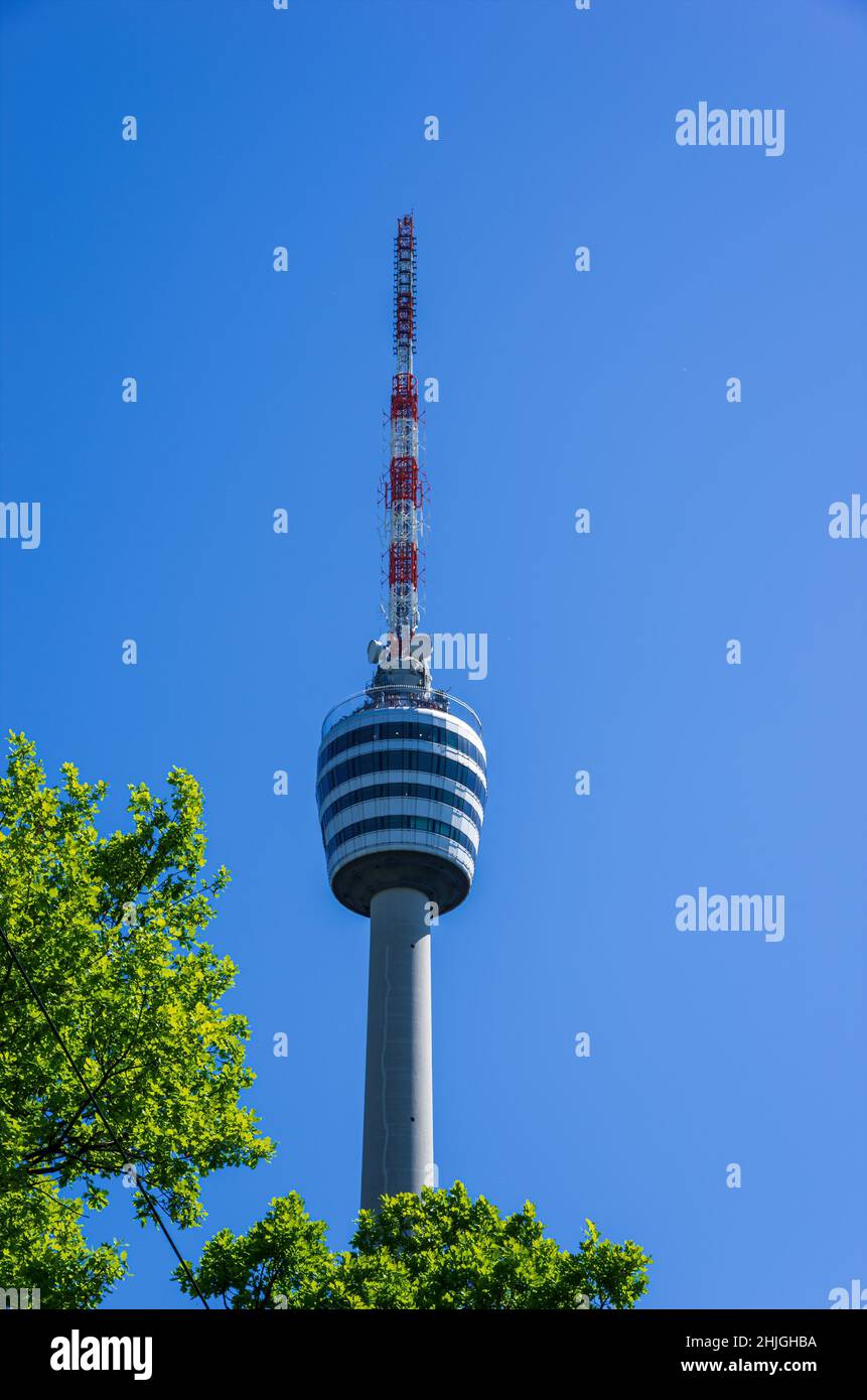 Upper part and observation deck of the Stuttgart TV Tower, Baden ...