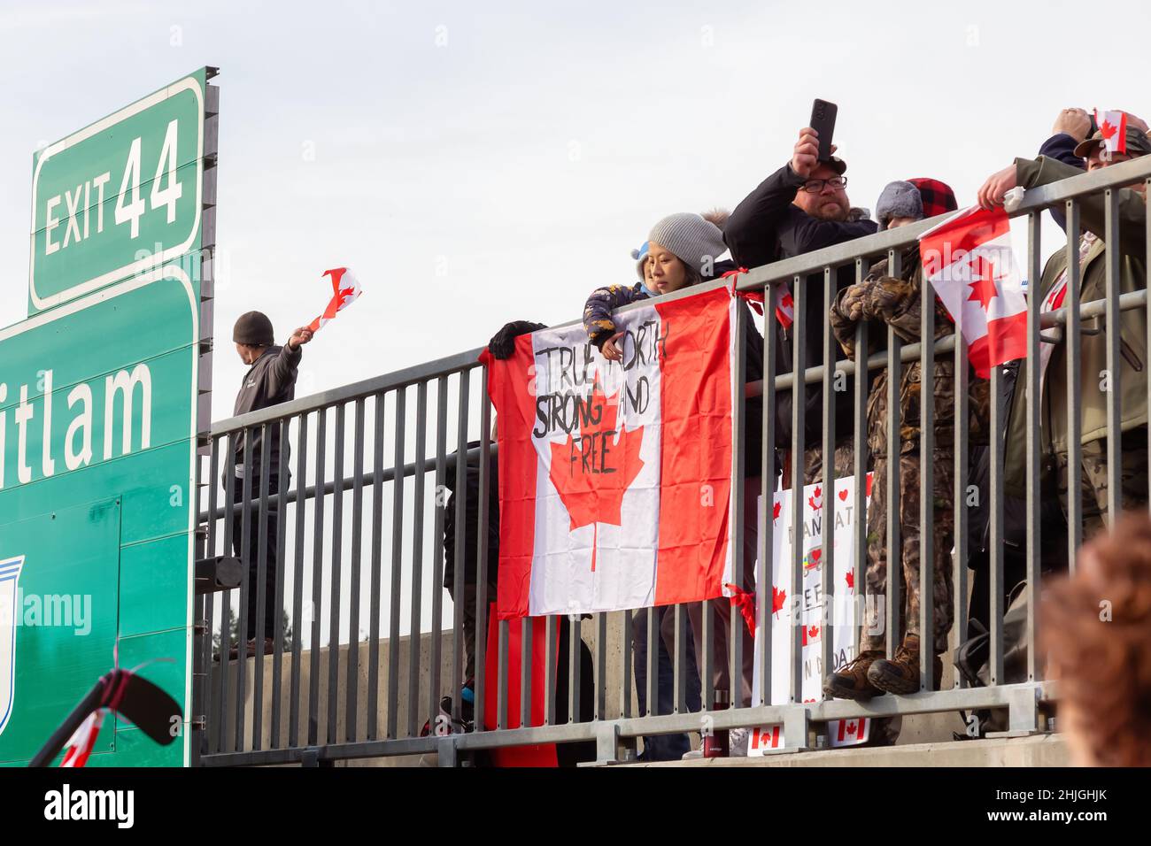 People on the Highway Overpass Supporting the Freedom Rally and the ...