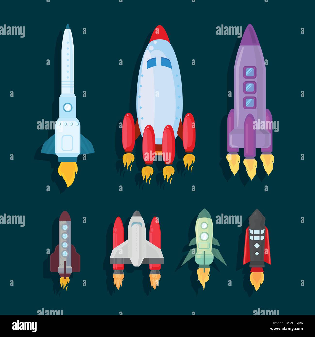 set of six spaceships flying Stock Vector Image & Art - Alamy