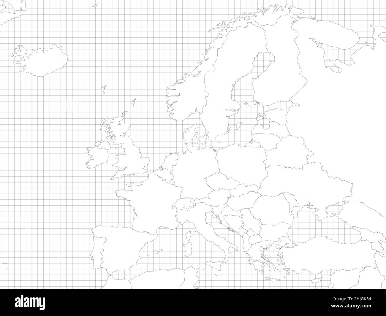 Europe simple outline blank map Stock Vector