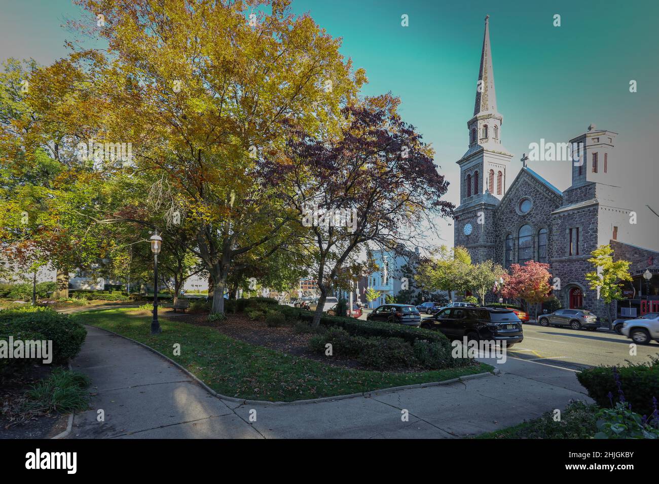 Morristown, NJ USA - November 6, 2021: Morristown Green on a late fall afternoon Stock Photo