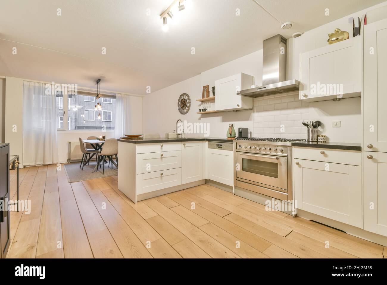 Cozy well designed modern kitchen interior with all appliances Stock ...