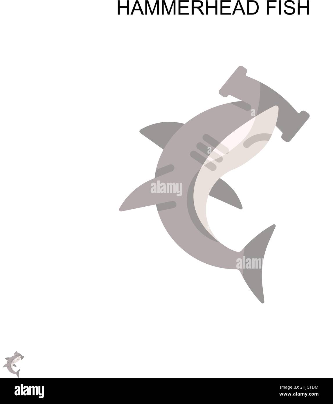Hammerhead fish Simple vector icon. Illustration symbol design template for web mobile UI element. Stock Vector