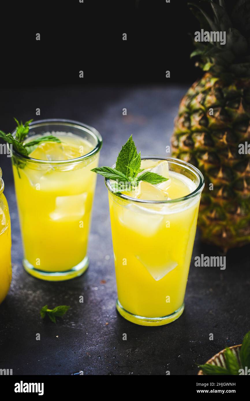 Fresh Pineapple Juice with a pineapple Stock Photo Alamy