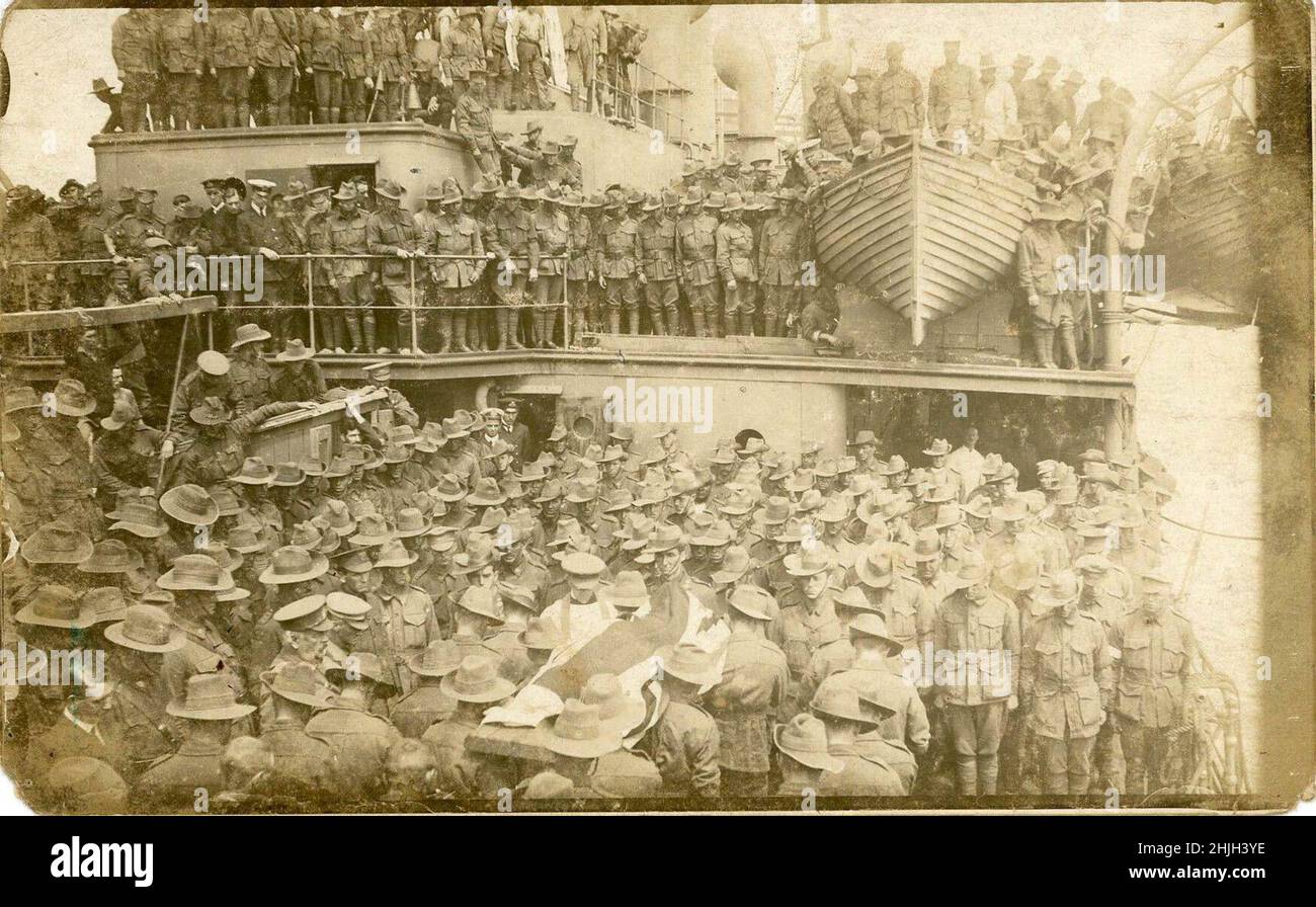 Australian Infantry Forces Burial At Sea - WW1 Stock Photo