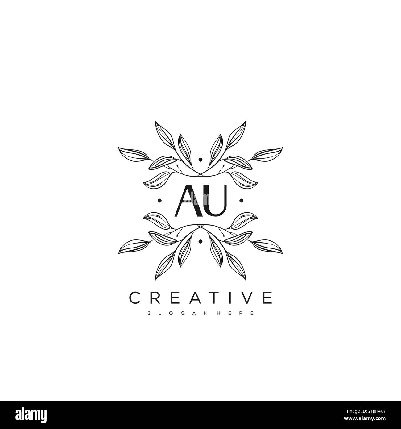 AU Initial Letter Flower Logo Template Vector premium vector Stock Vector
