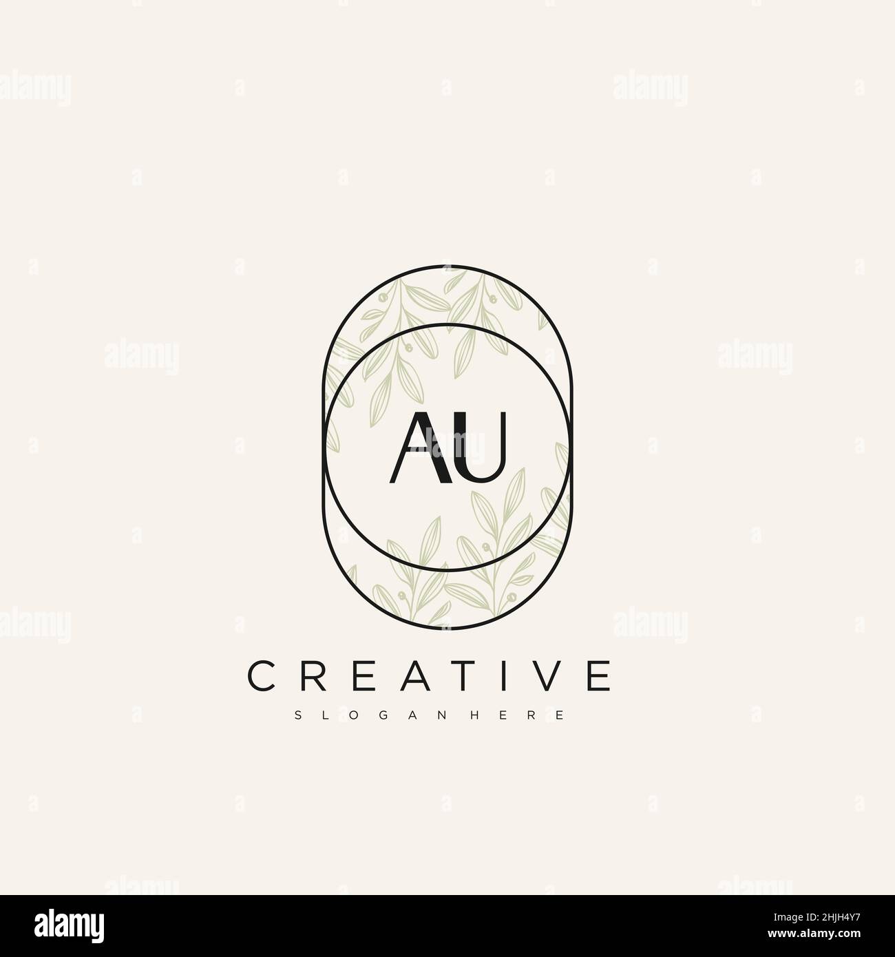 AU Initial Letter Flower Logo Template Vector premium vector Stock Vector