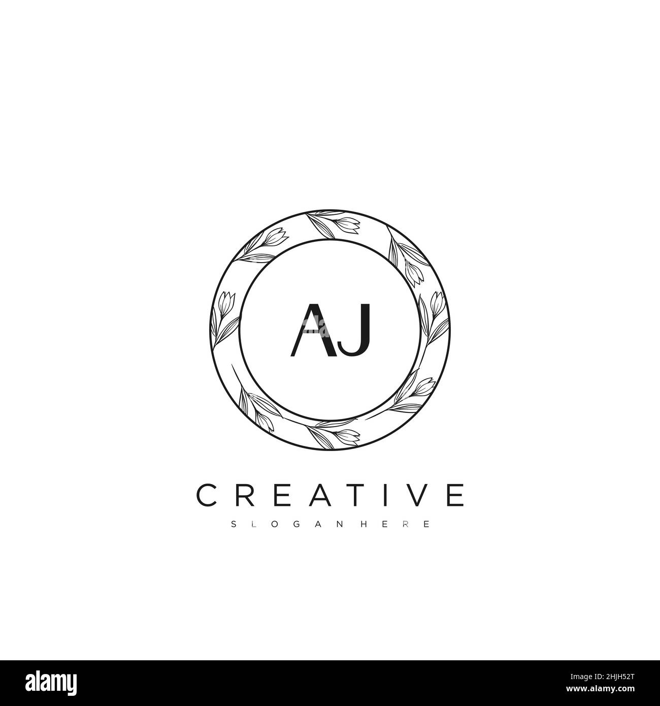 AJ Initial Letter Flower Logo Template Vector premium vector Stock Vector