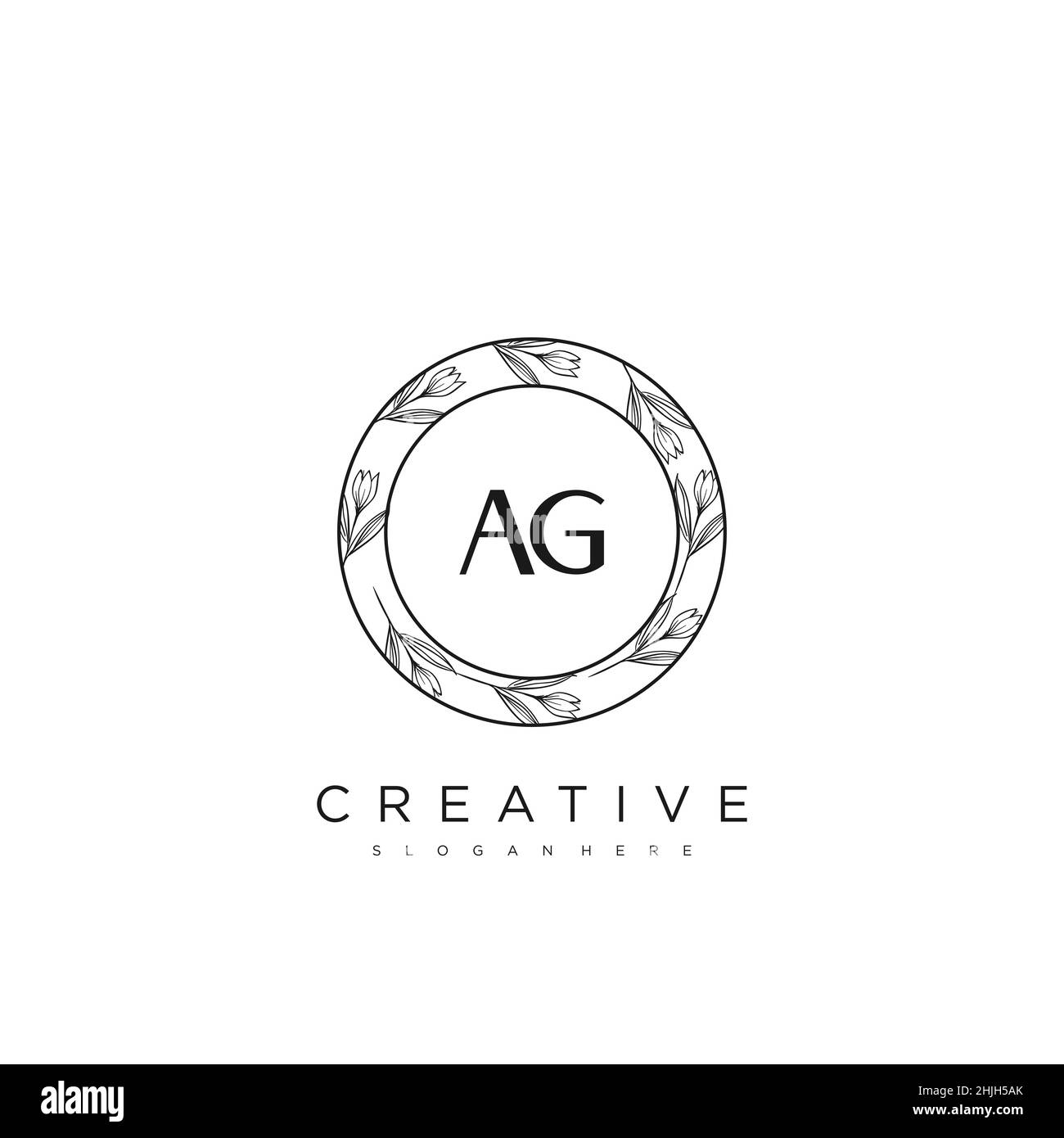 AG Initial Letter Flower Logo Template Vector premium vector Stock Vector