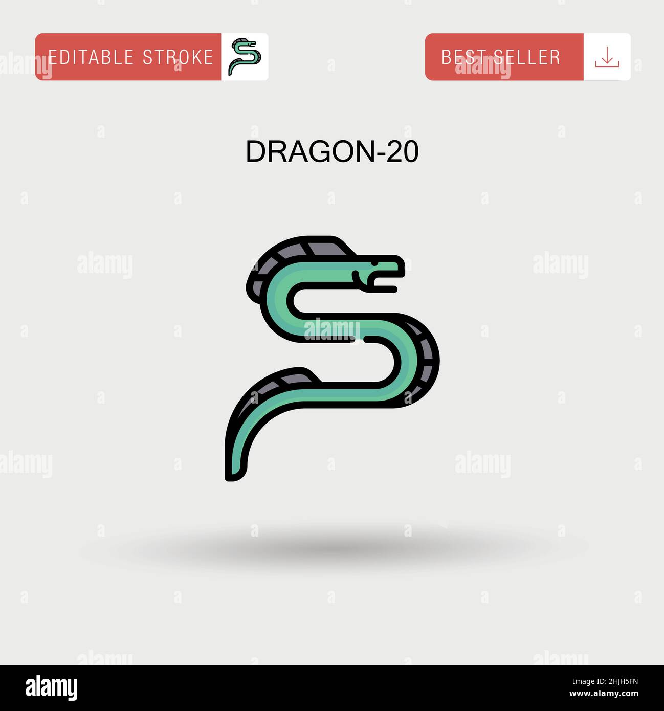 Dragon-20 Simple vector icon. Stock Vector