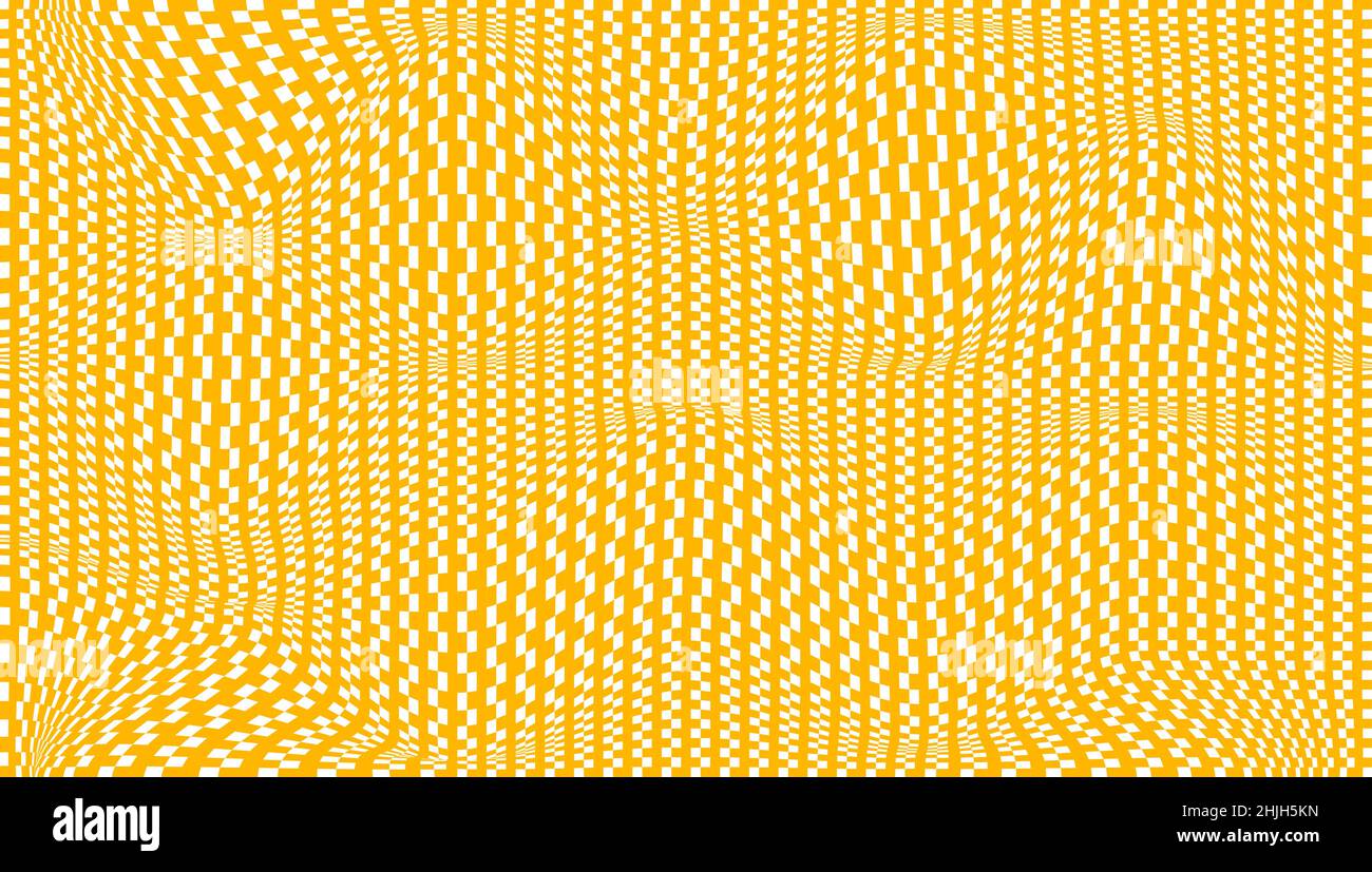 Checkered background with distorted squares. Abstract banner with ...