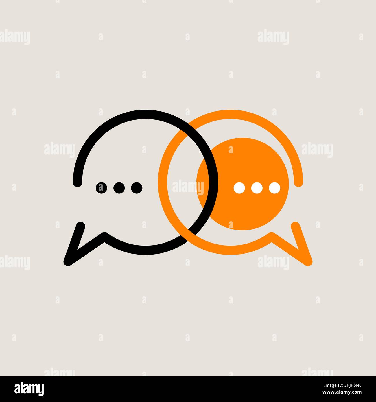Communication icon, two bubbles of information. Chat online sign. Talk ...