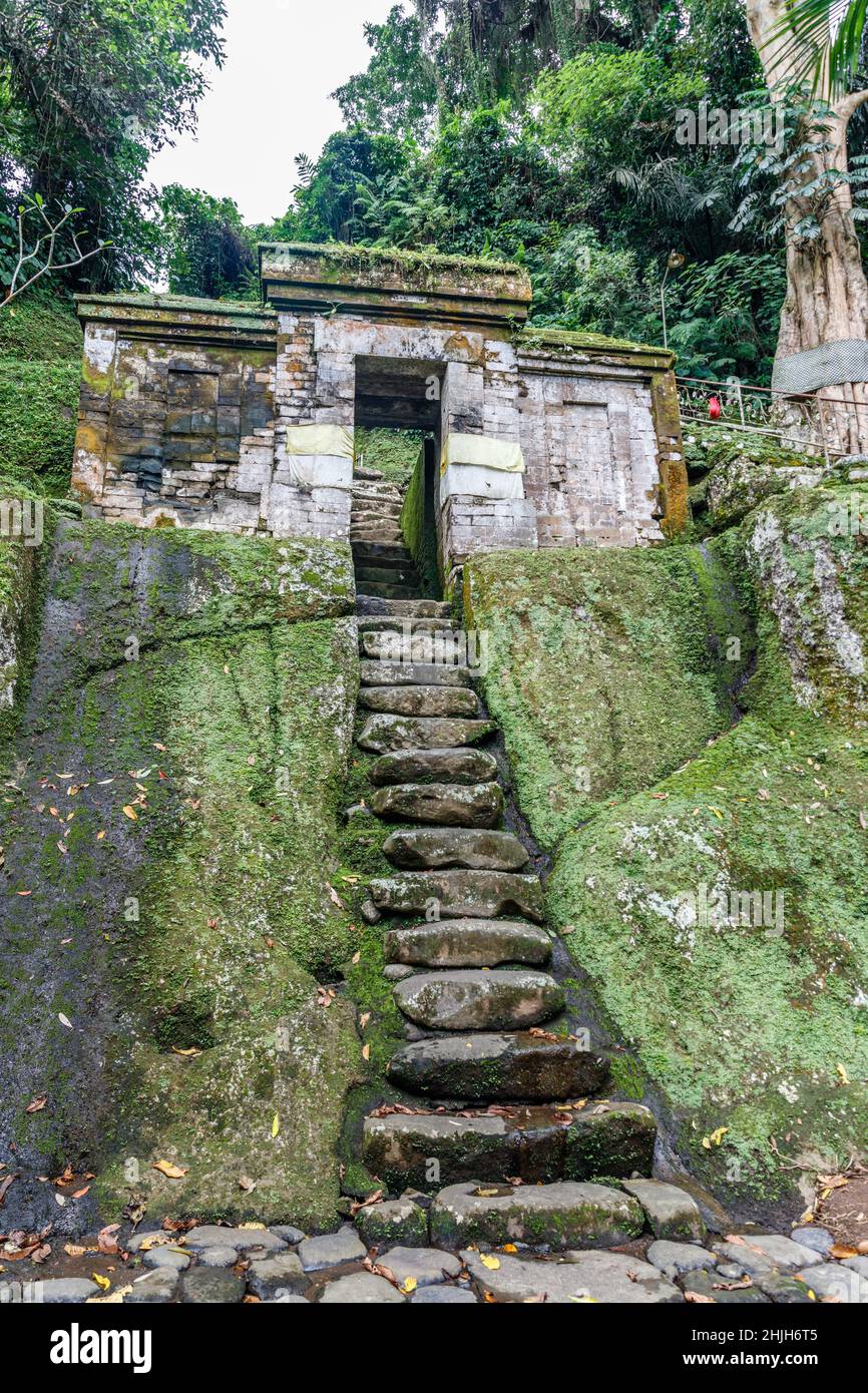 Goa Garba, ancient archaeological complex near Pakerisan River in Pejeng village in Ubud, Gianyar, Bali, Indonesia. Stock Photo