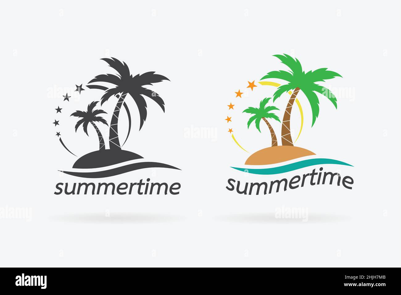 Vector image of an palm tropical tree icon on white background. Summer ...