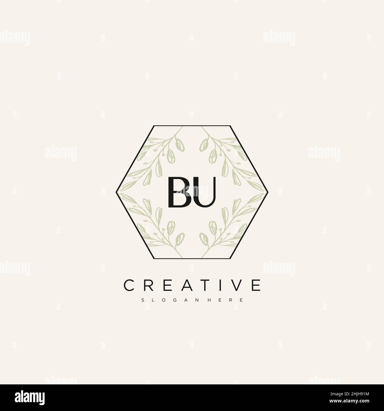 BU Initial Letter Flower Logo Template Vector premium vector Stock Vector