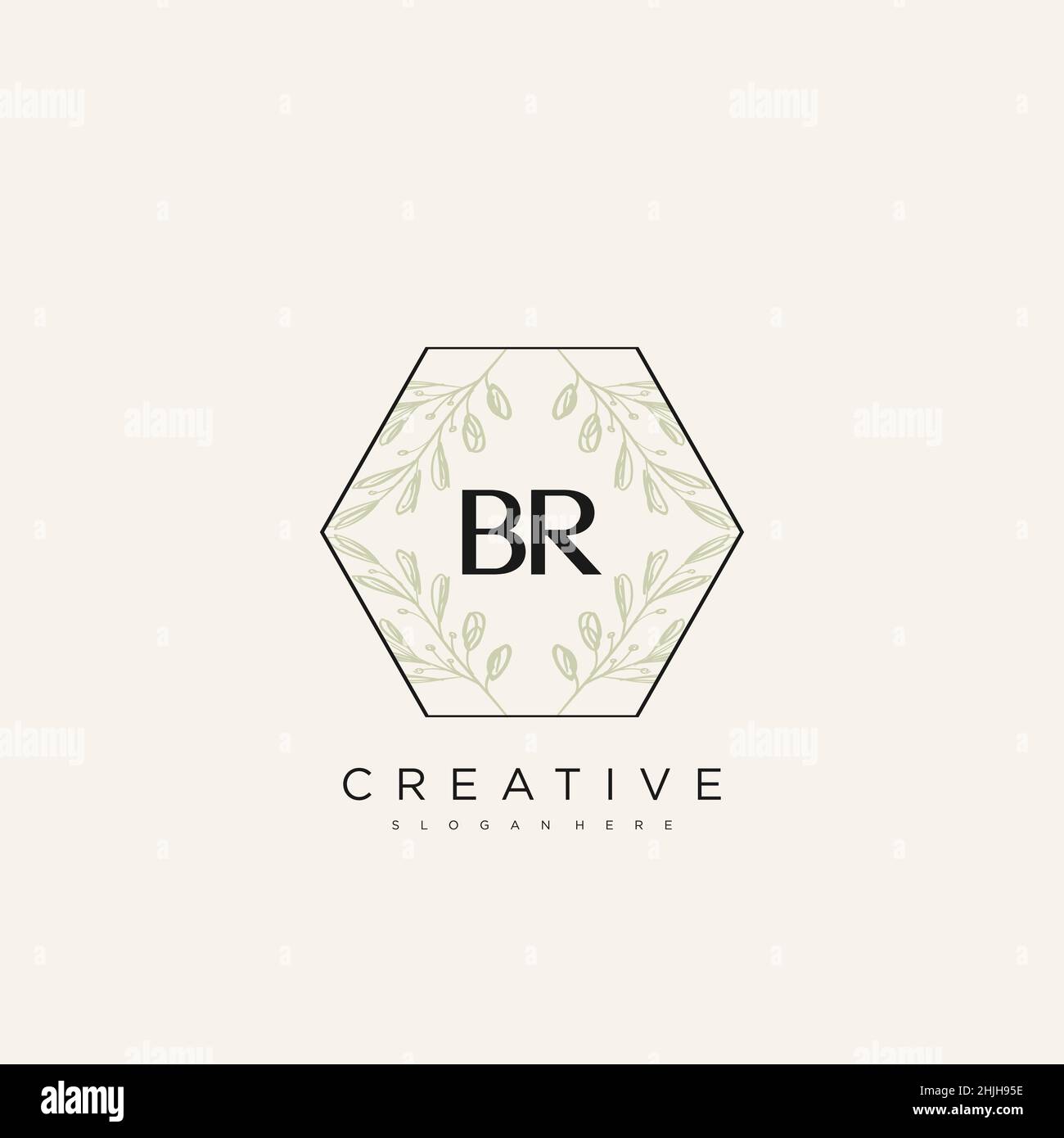 BR Initial Letter Flower Logo Template Vector premium vector Stock Vector