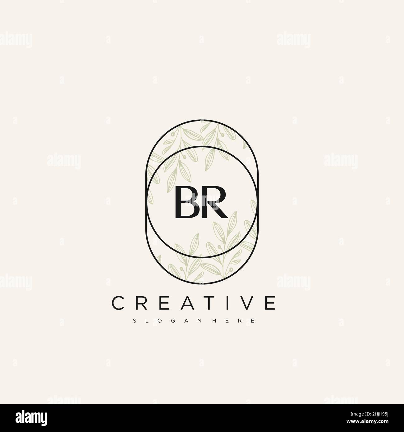 BR Initial Letter Flower Logo Template Vector premium vector Stock Vector