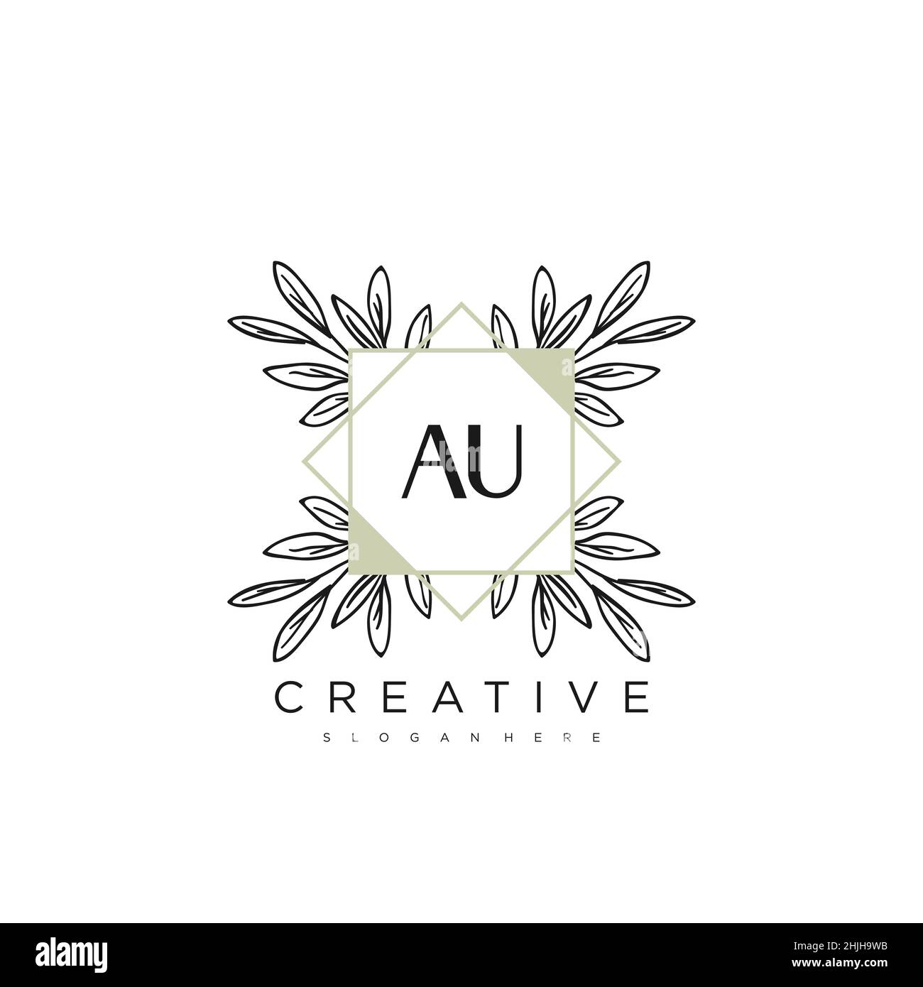 AU Initial Letter Flower Logo Template Vector premium vector Stock Vector