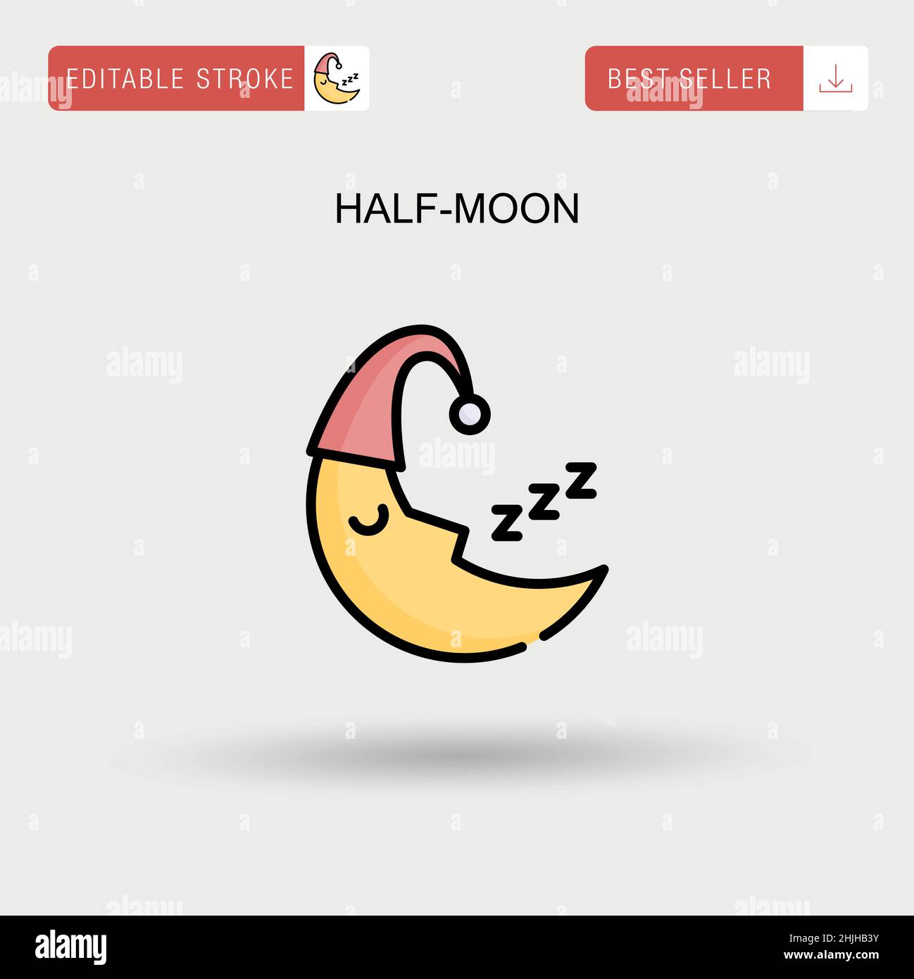 Half-moon Simple vector icon. Stock Vector