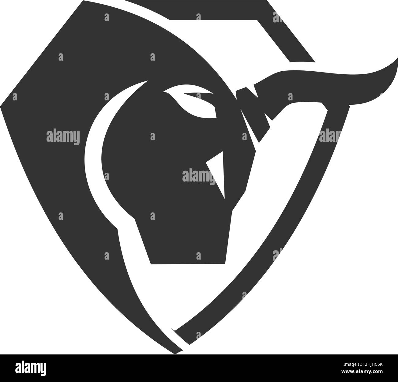 Bull head on shield Icon Illustration Brand Identity Stock Vector Image ...