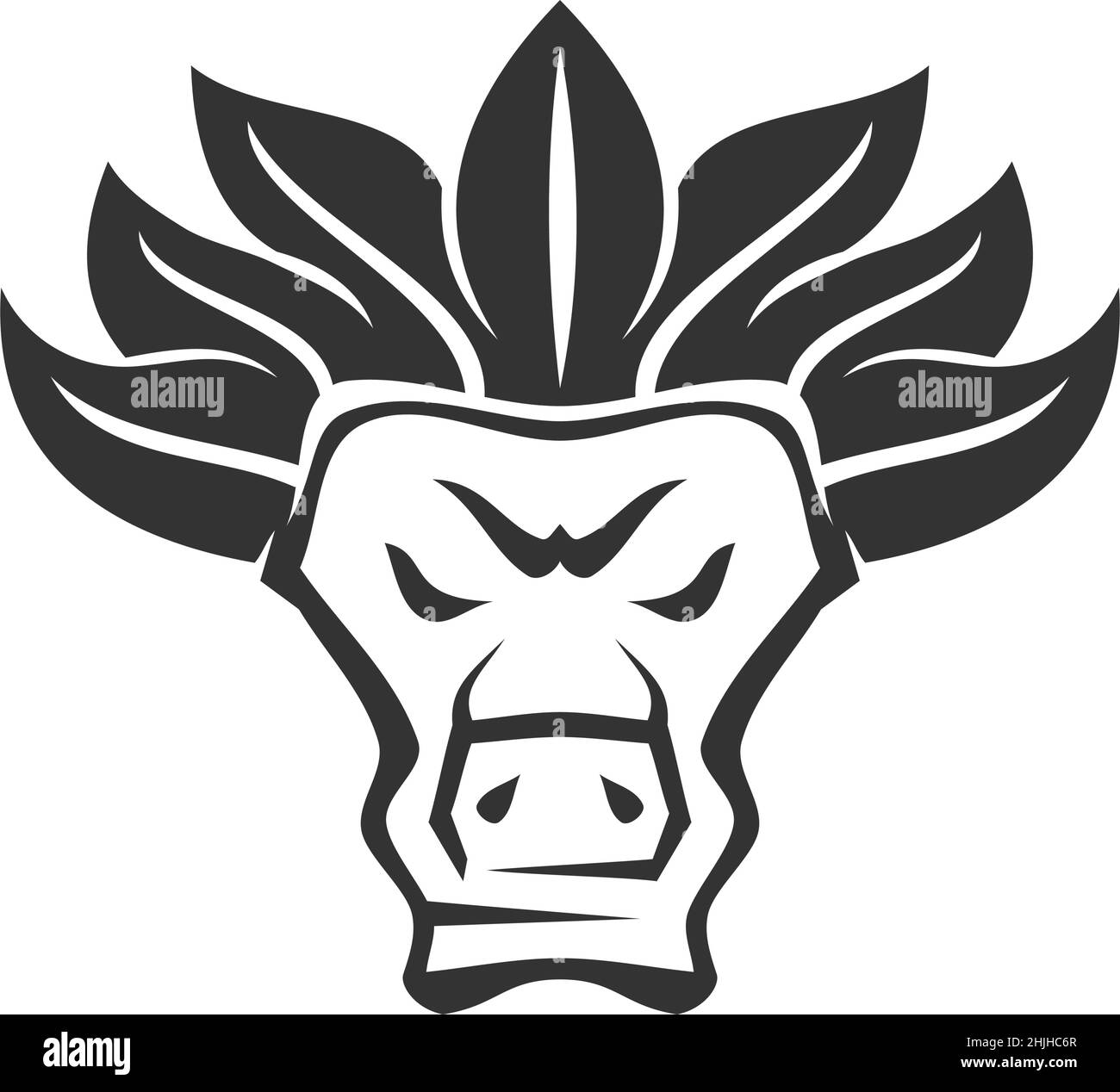 Bull Leaf Icon Illustration Brand Identity Stock Vector