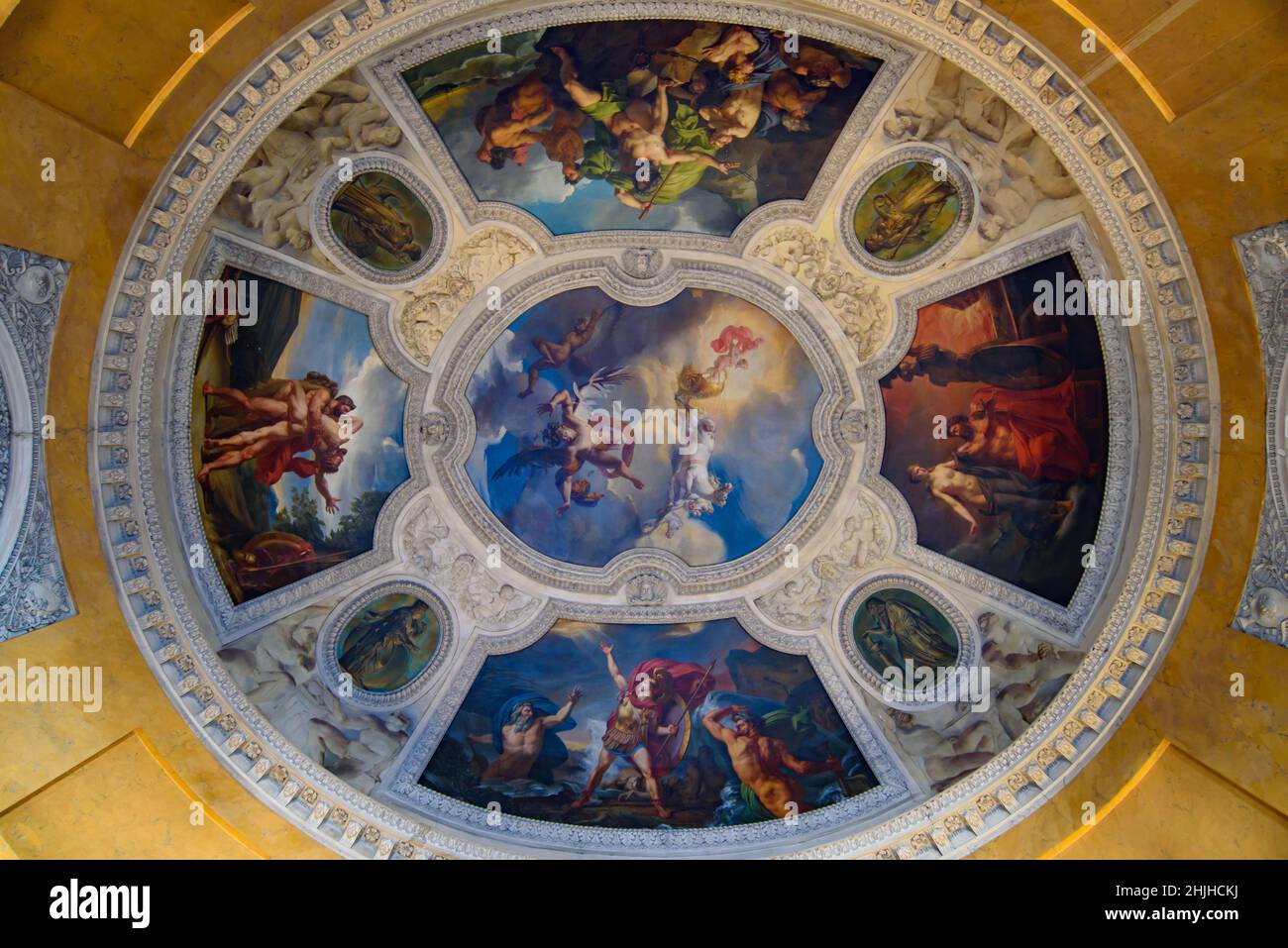 Paintings on the ceiling of Louvre Museum in Paris, France Stock Photo