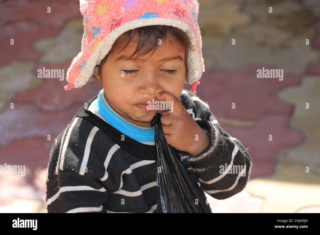 cute indian sad baby. Stock Photo