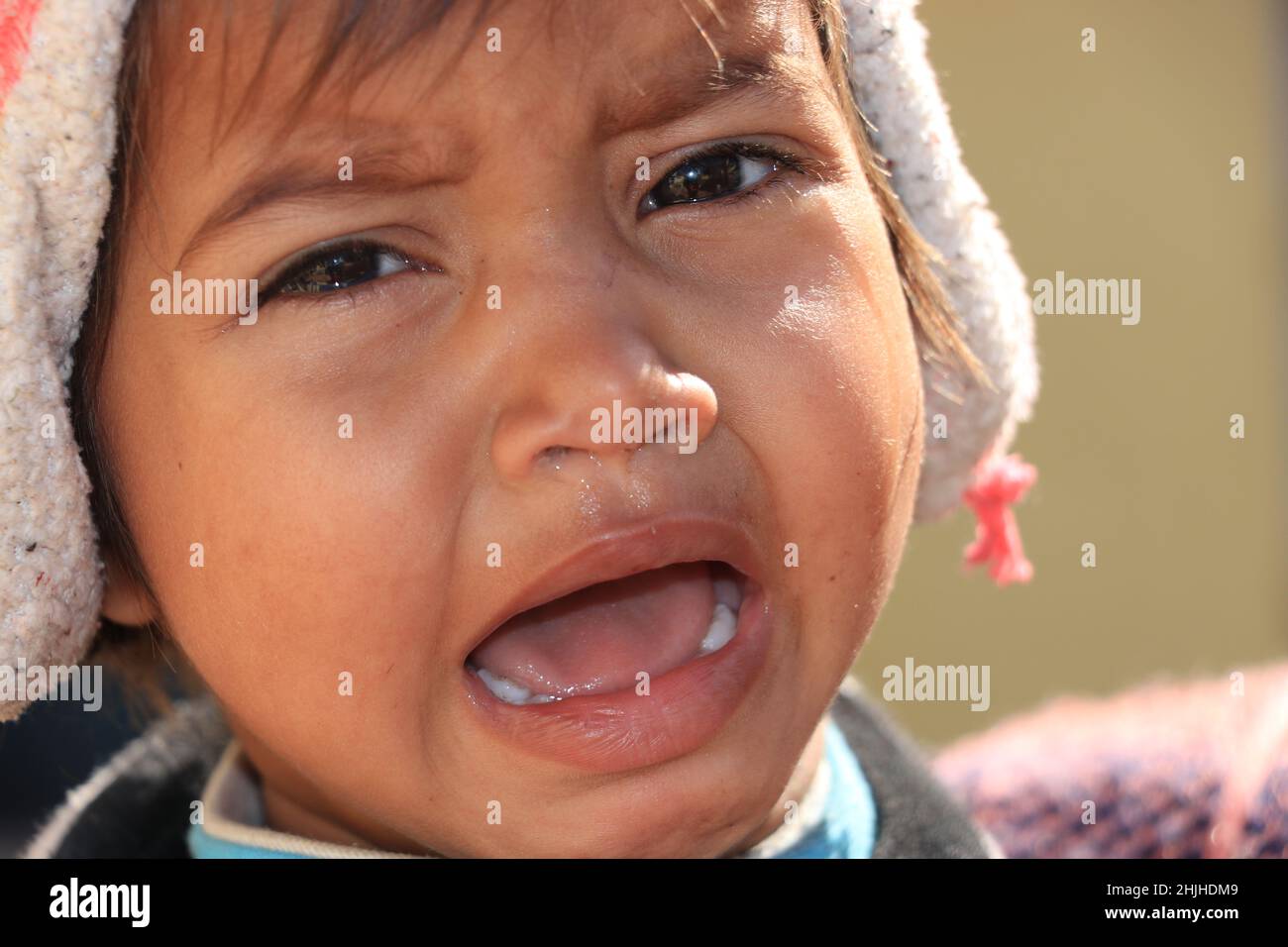 little boy crying,portrait of unhappy. Stock Photo