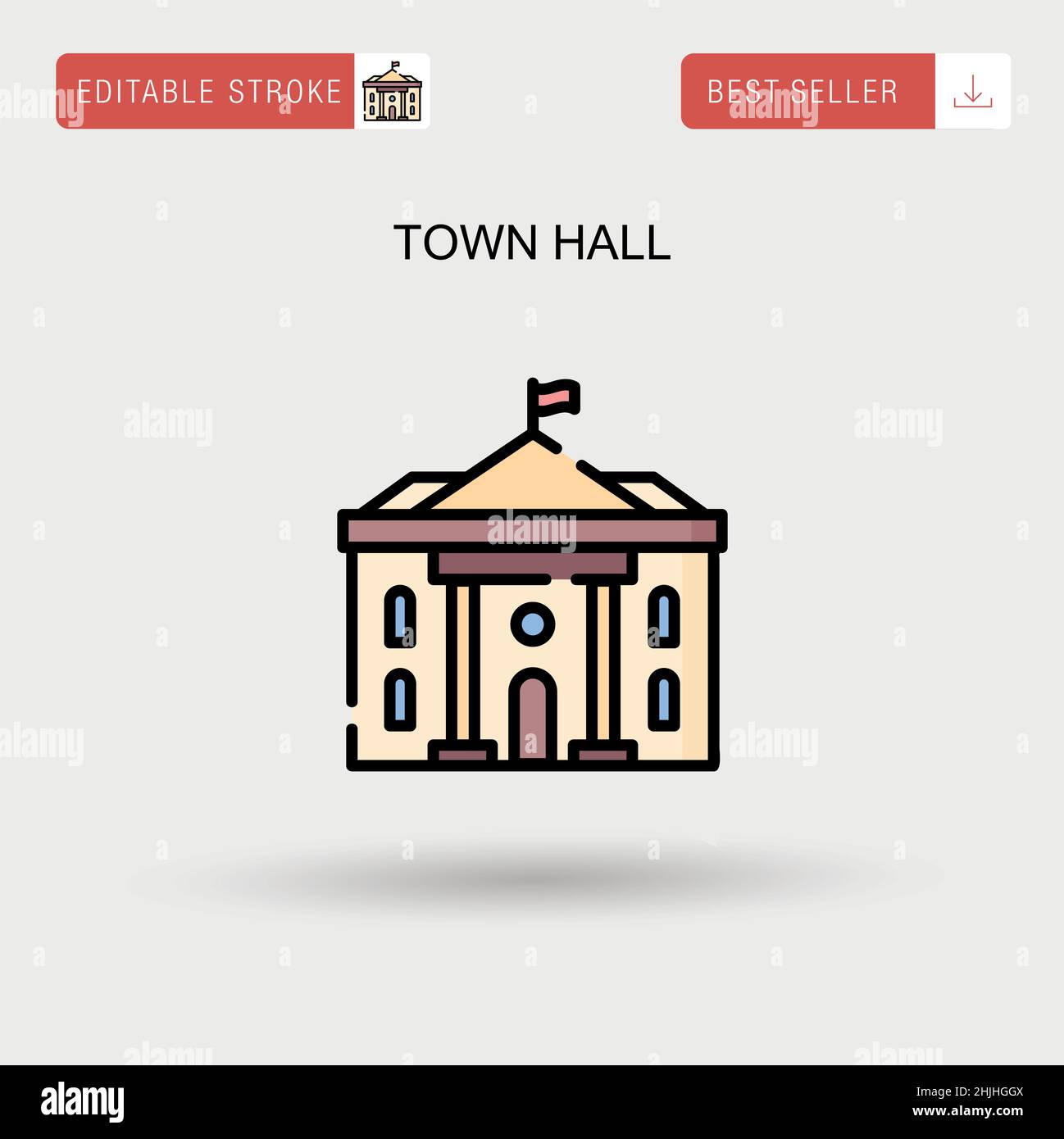Town hall Simple vector icon. Stock Vector